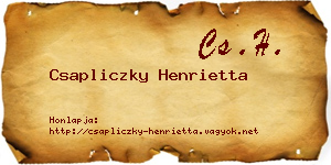 Csapliczky Henrietta névjegykártya